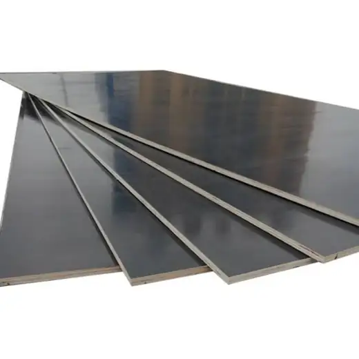 Black film-faced shutterply sheets showing layered plywood edges